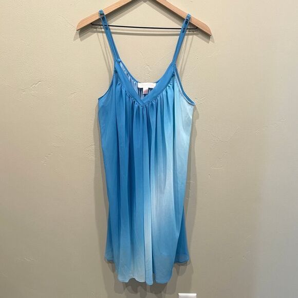 Oscar de la Renta Pink Label Babydoll Mini Dress in Blue Ombre - Size: Large - Picture 1 of 8